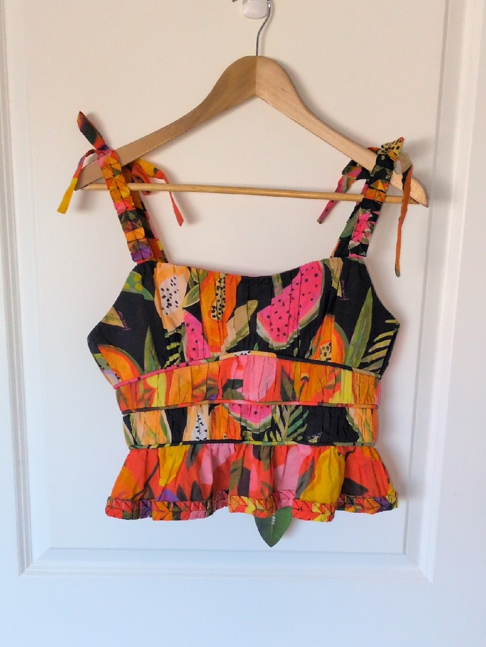 Rare Farm Rio Women Orange Cropped Printed Cotton Bustier Prototype Rare S